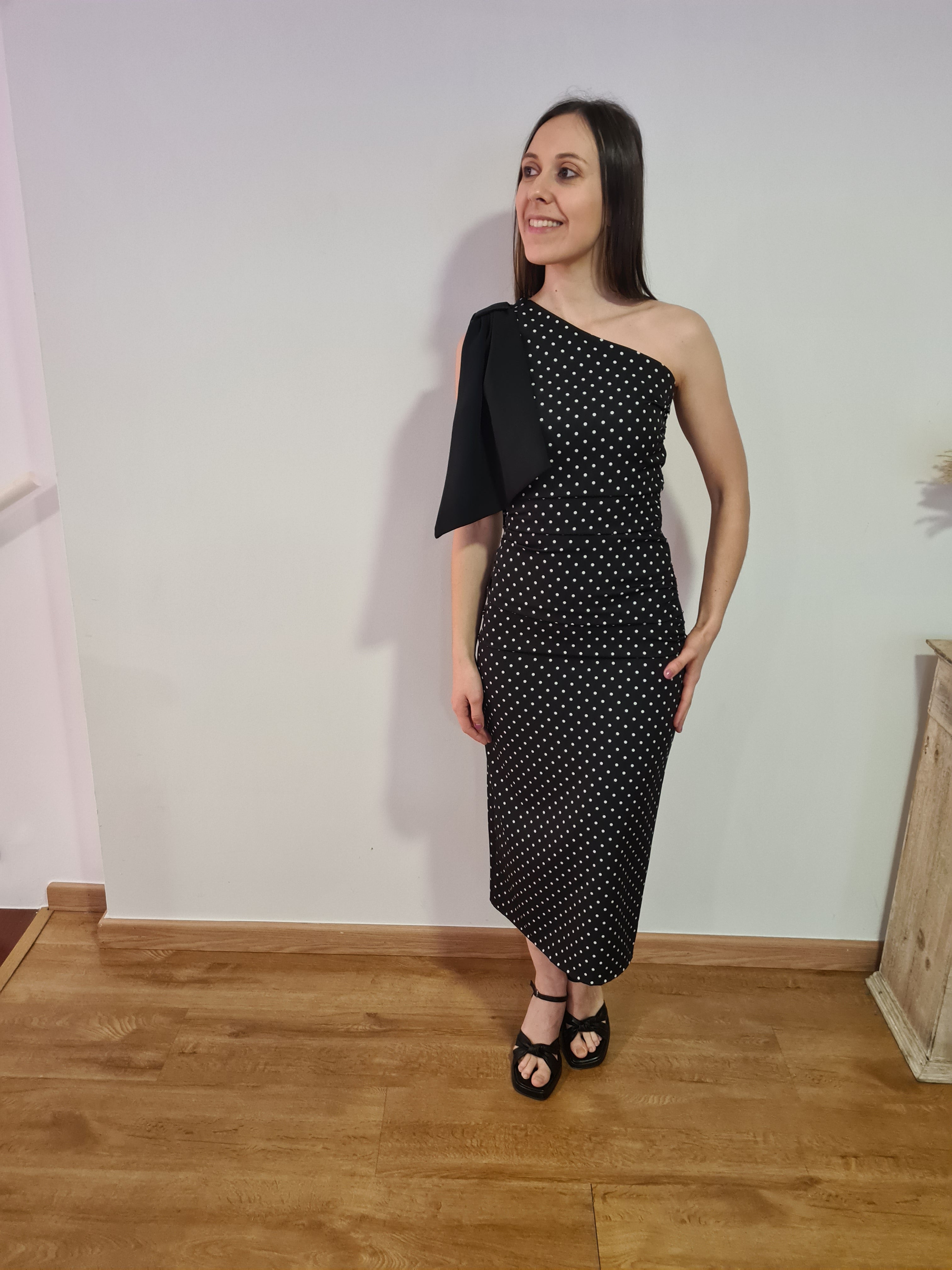 Vestido Mini Lunar Blanco Negro
