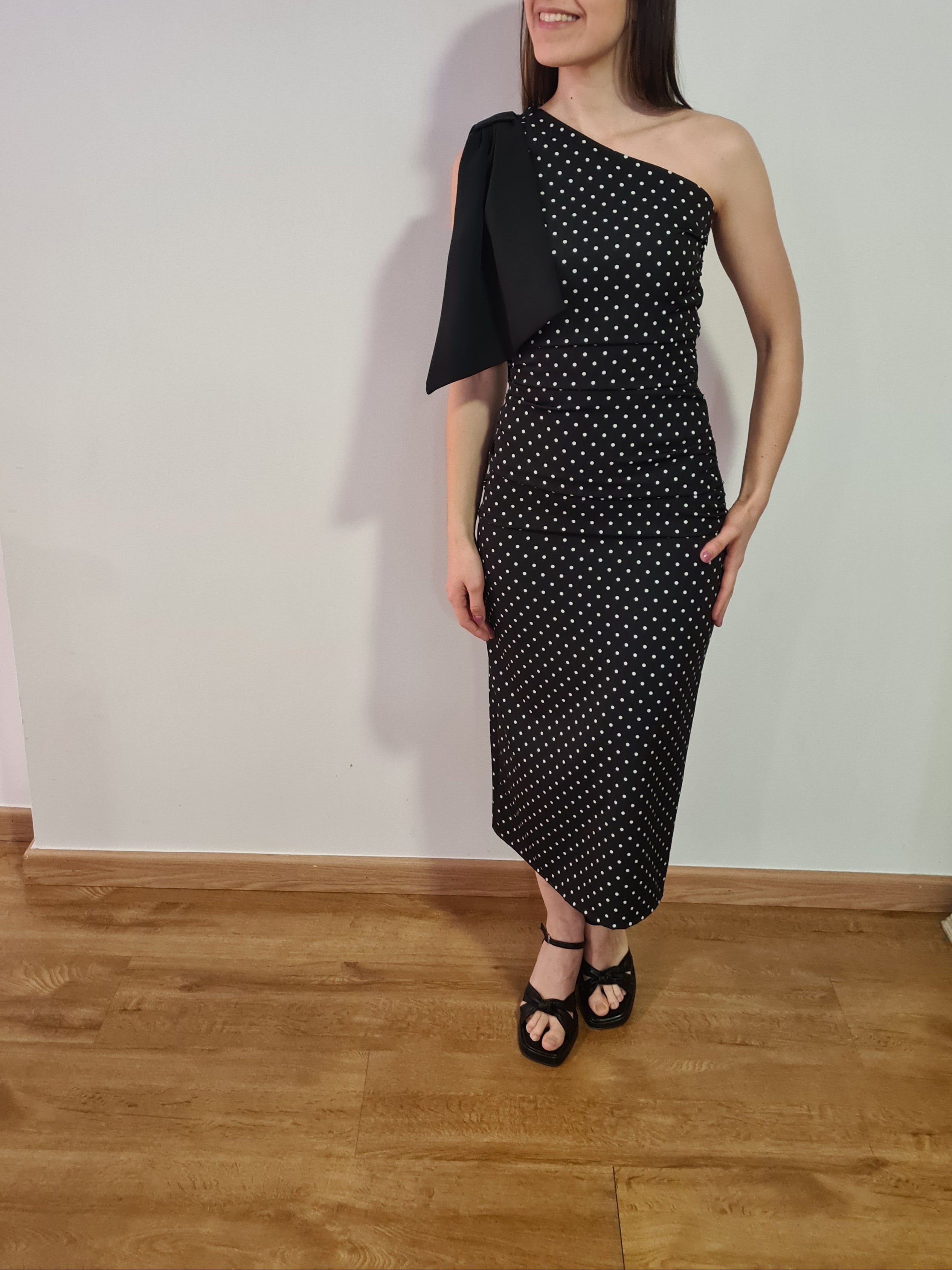 Vestido Mini Lunar Blanco Negro