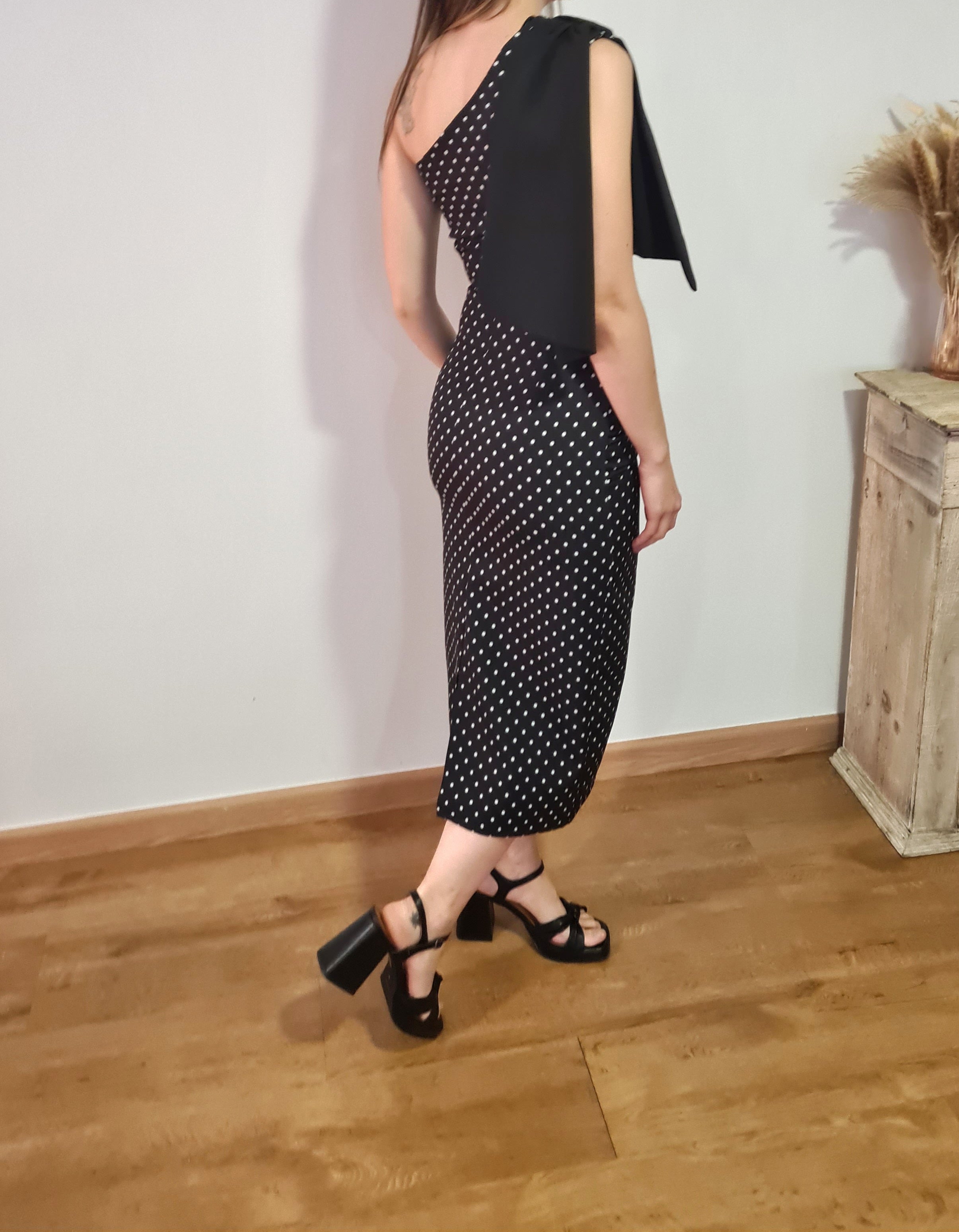 Vestido Mini Lunar Blanco Negro