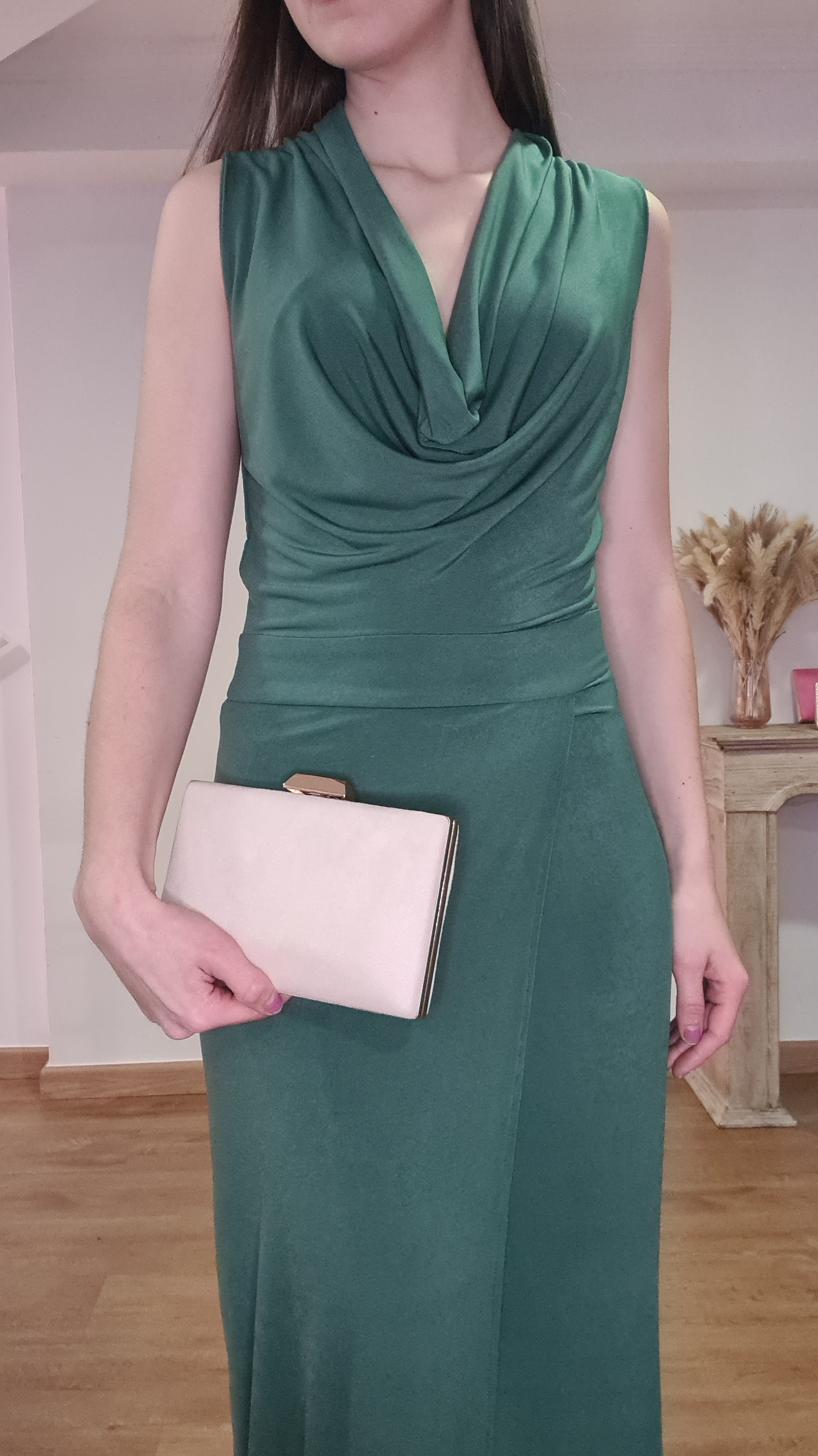 Vestido Punto Verde Cuello