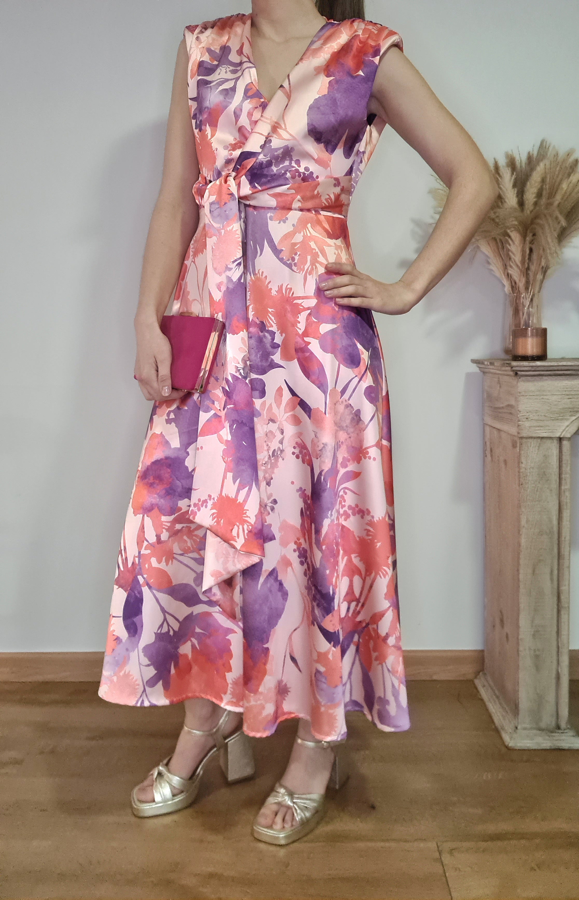 Vestido Raso Tonos Morados