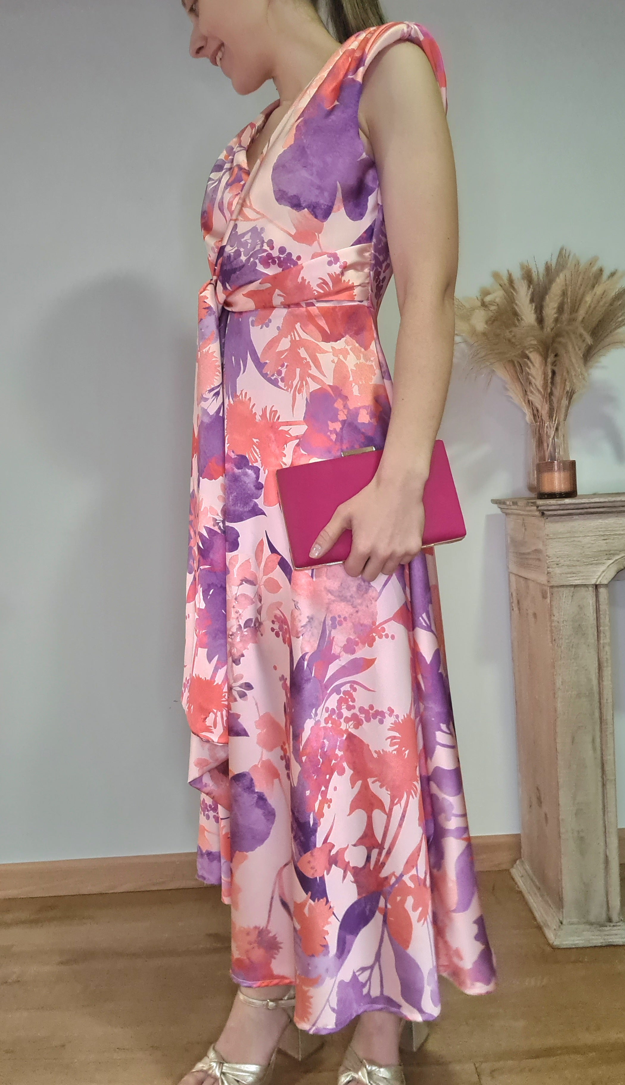 Vestido Raso Tonos Morados