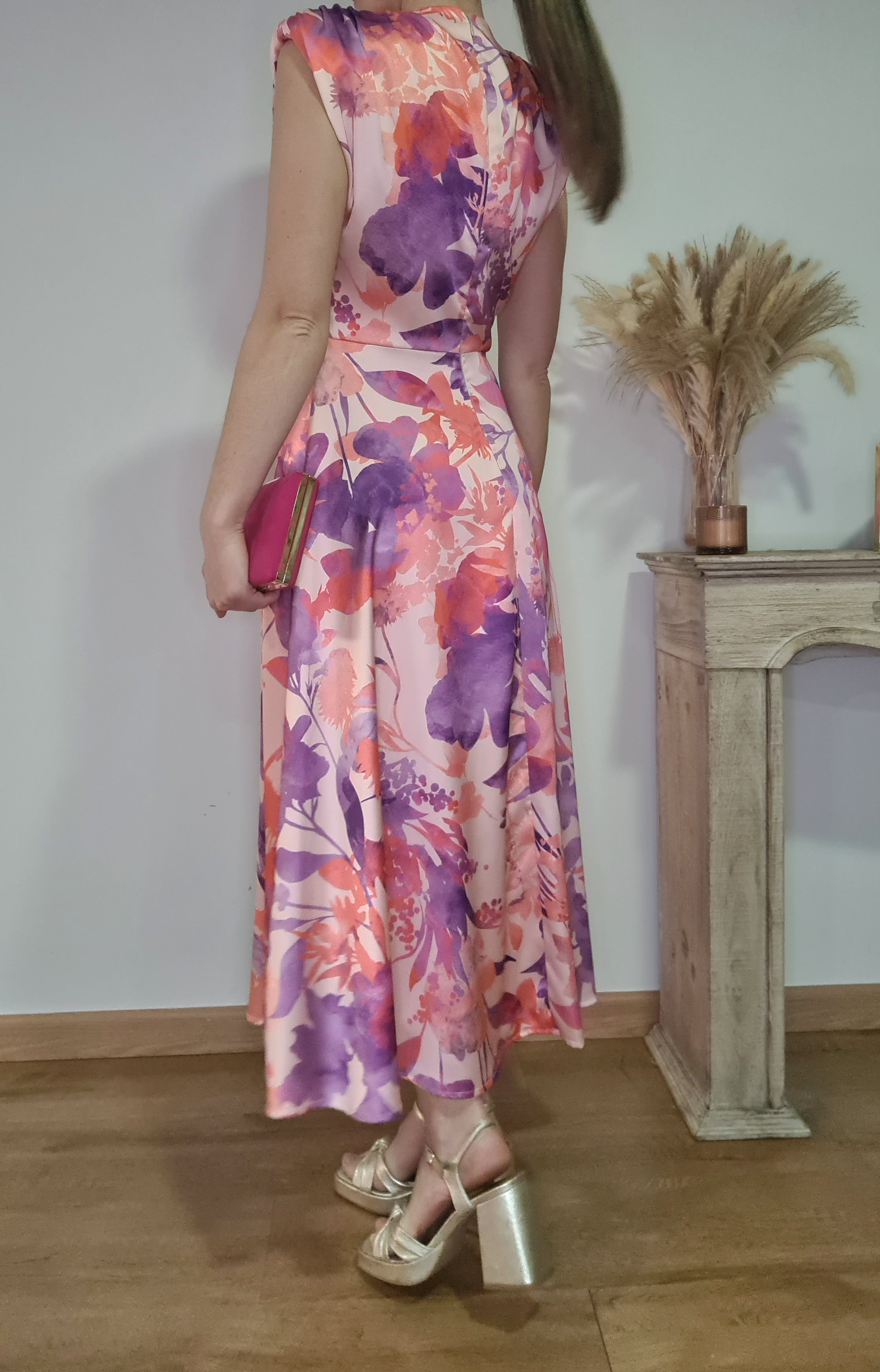Vestido Raso Tonos Morados