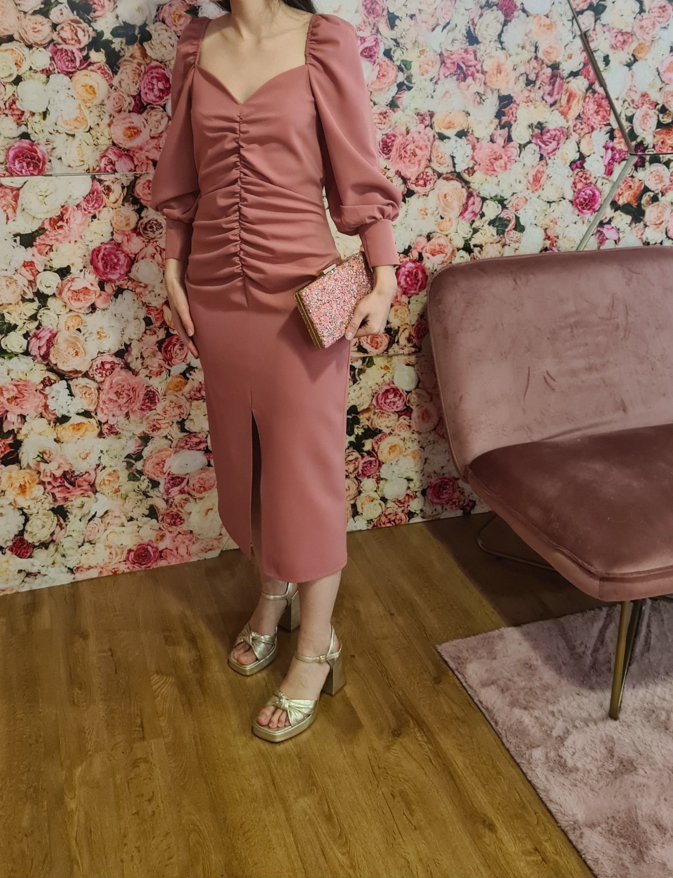 Vestido Rosa Drapeado