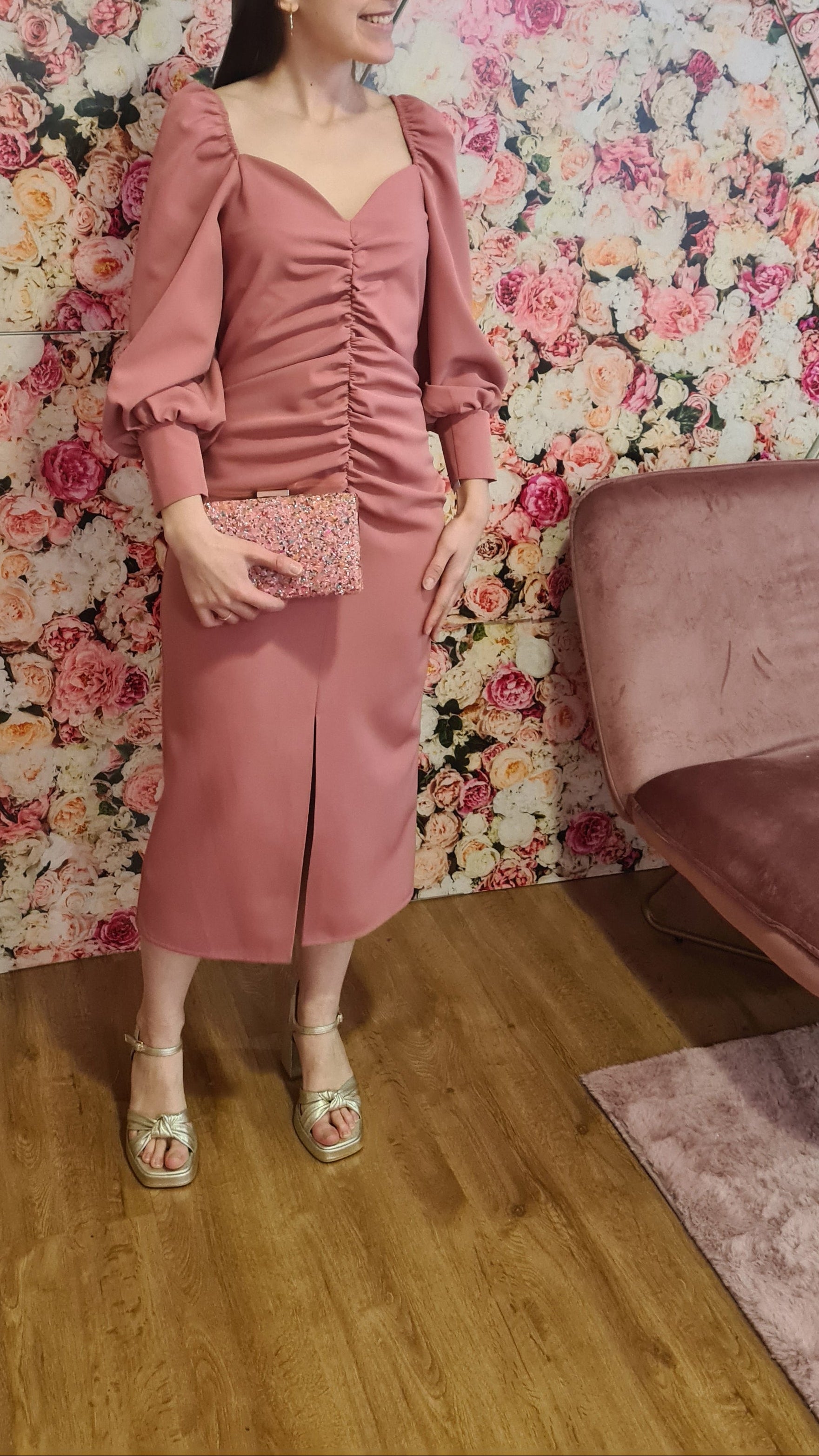 Vestido Rosa Drapeado
