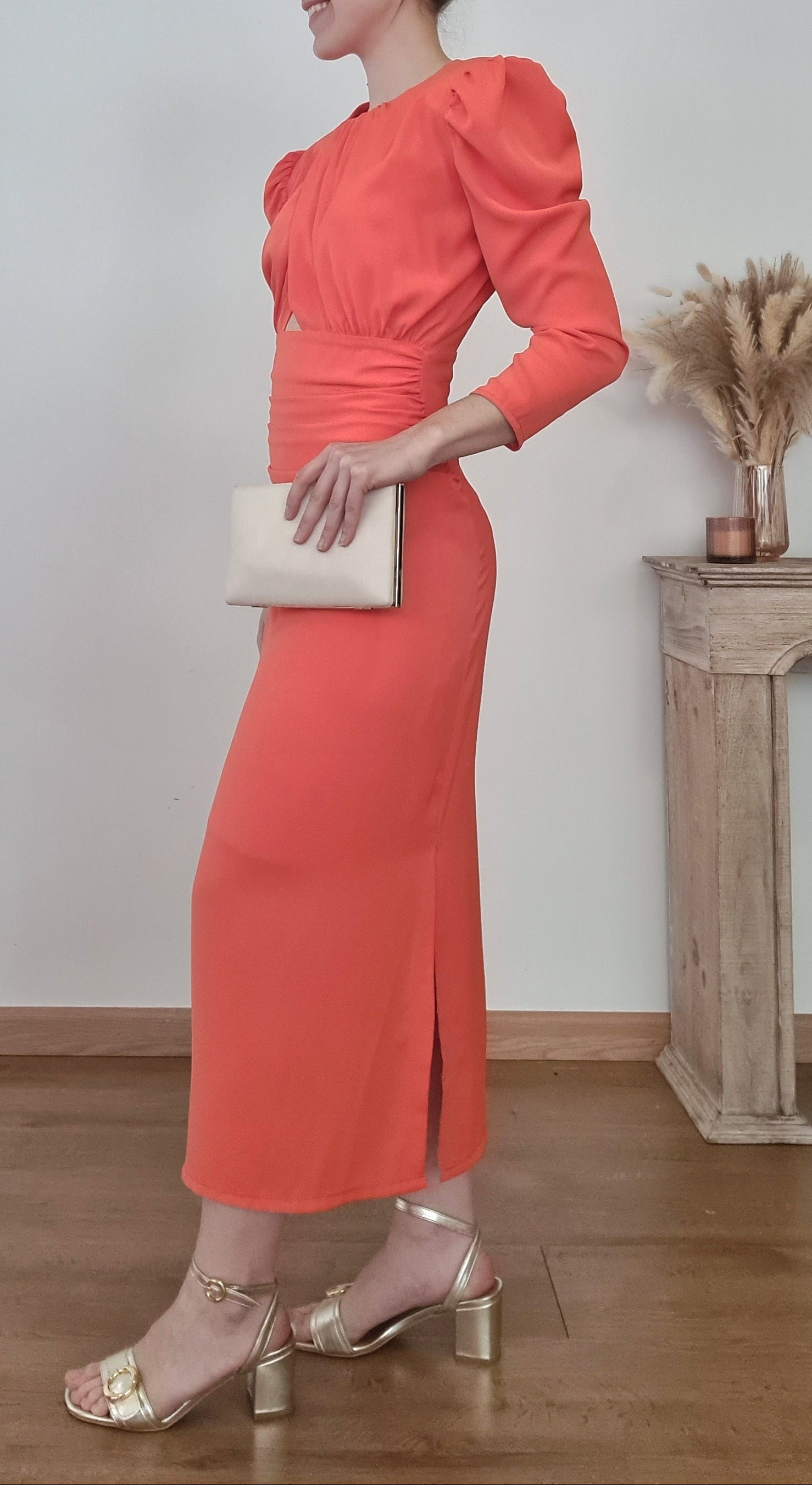Vestido Naranja Abertura