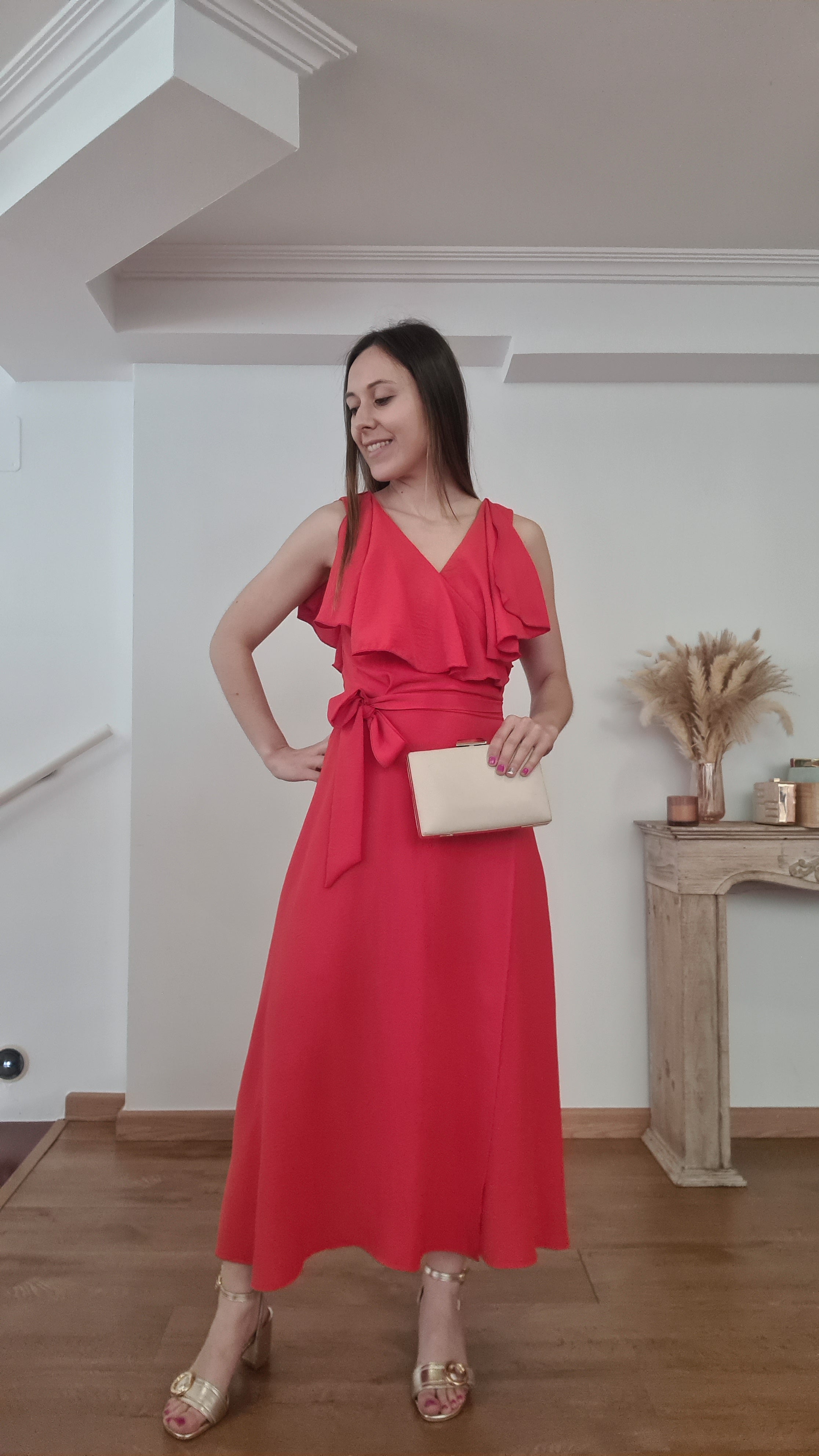 Vestido Volantes Coral