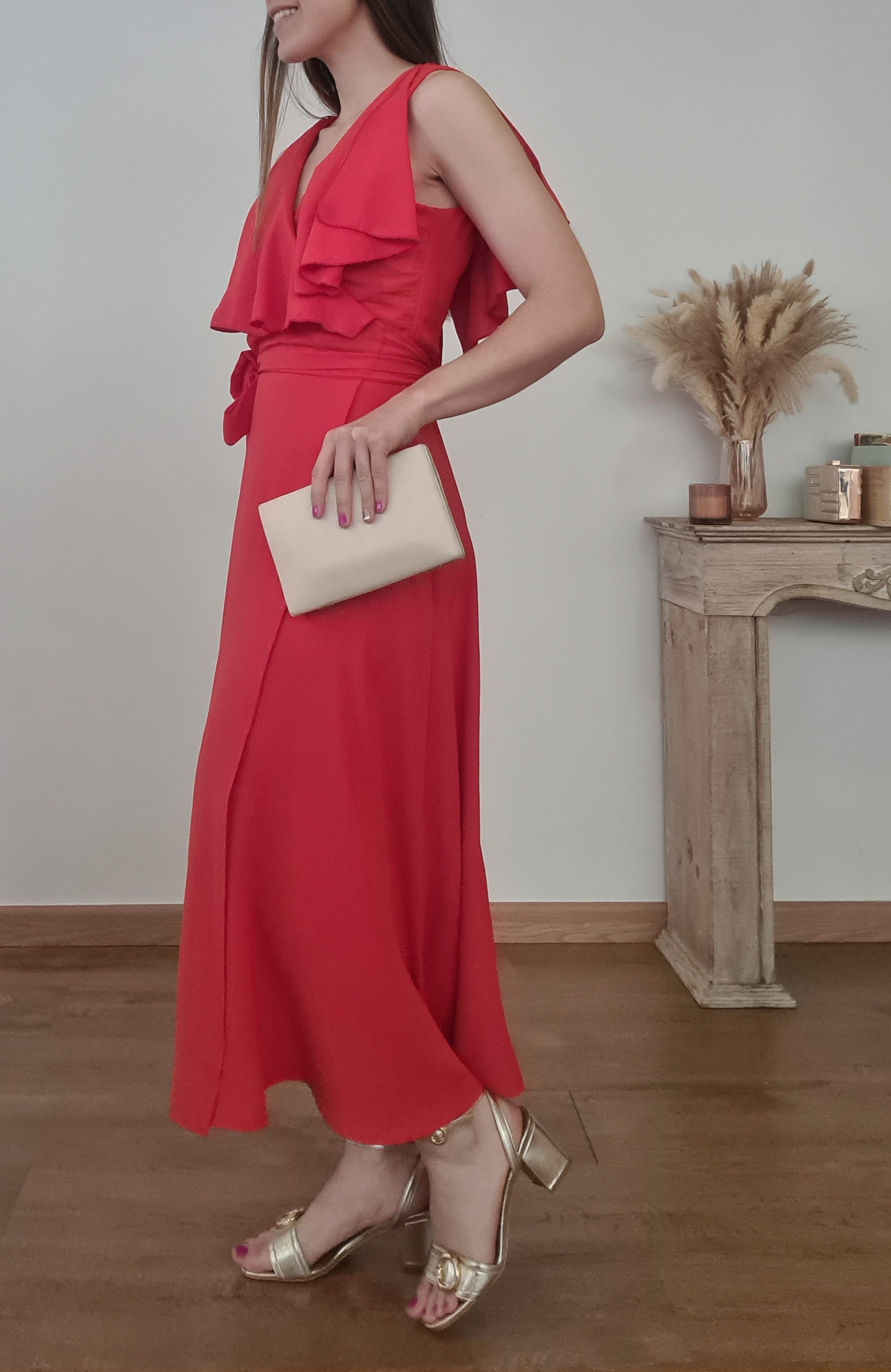 Vestido Volantes Coral