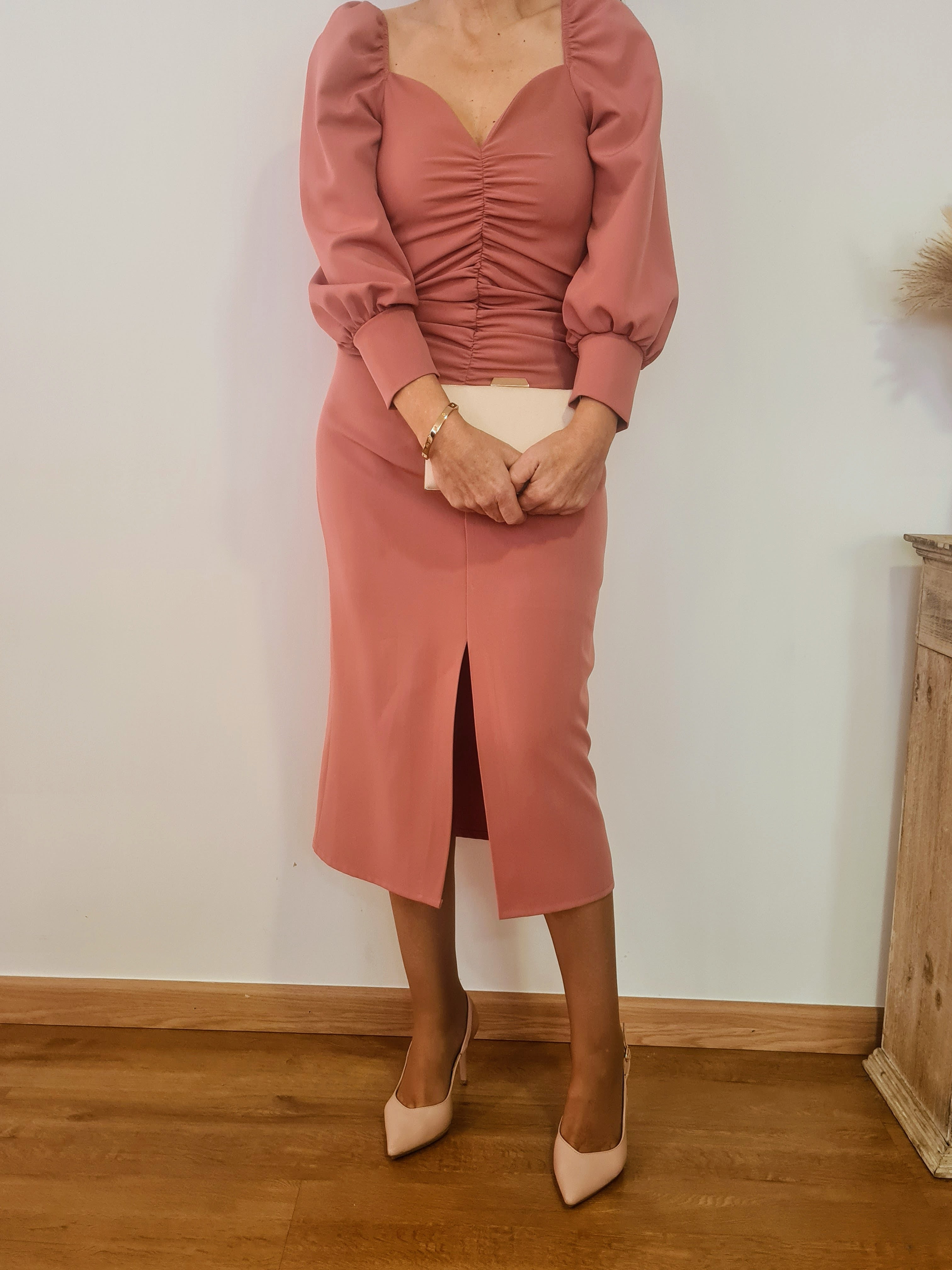 Vestido Rosa Drapeado