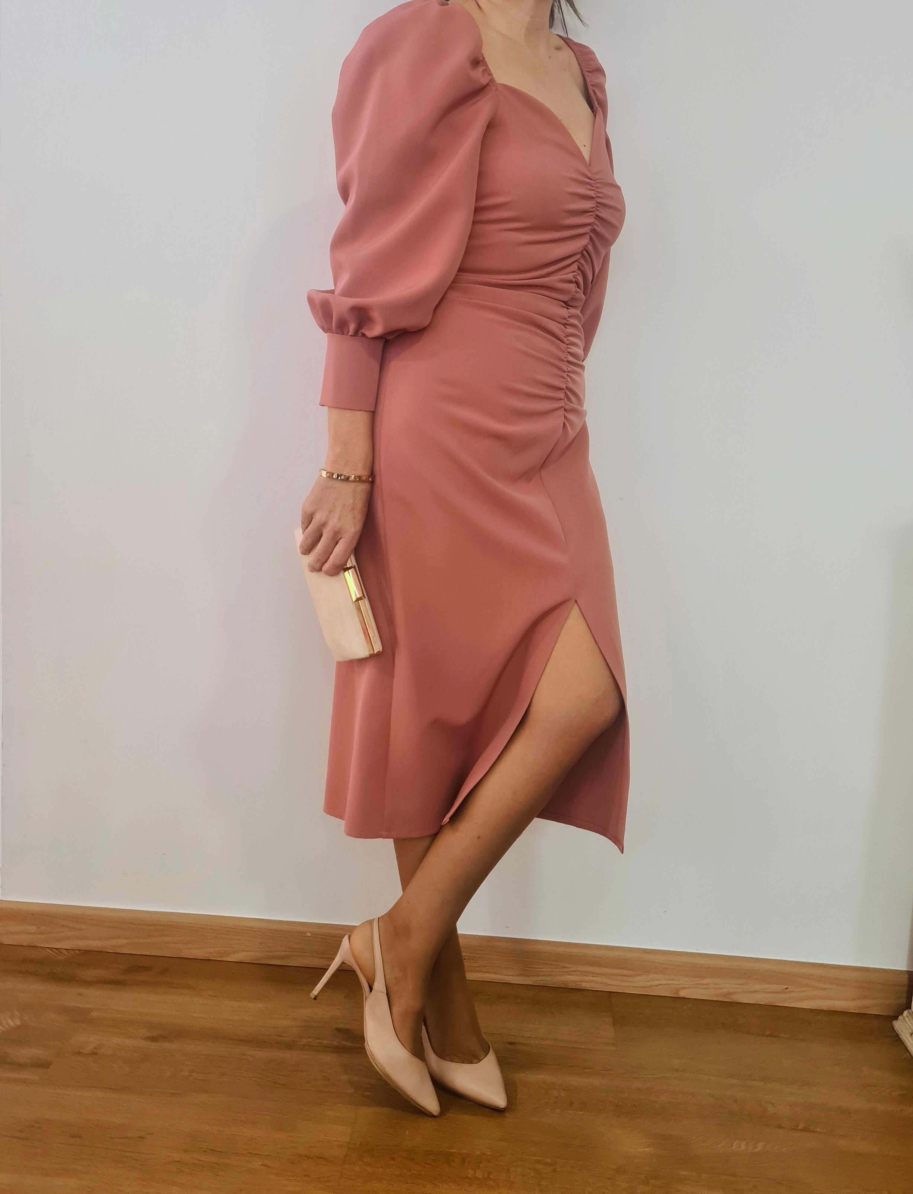 Vestido Rosa Drapeado