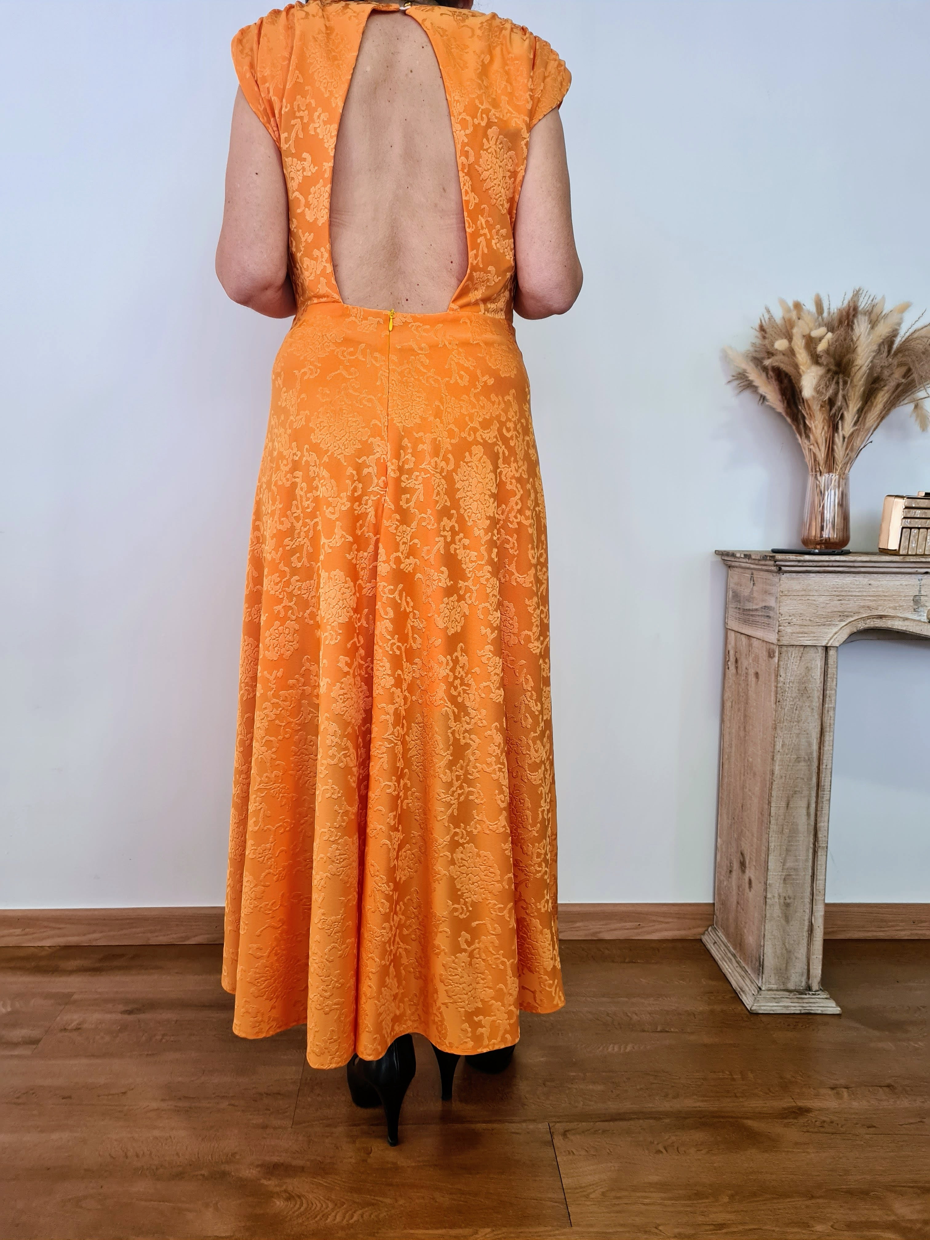 Vestido Jacquard Escote Espalda