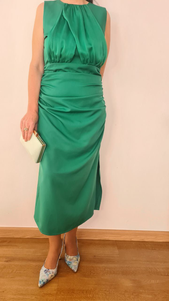 Vestido Combinado Gasa Verde
