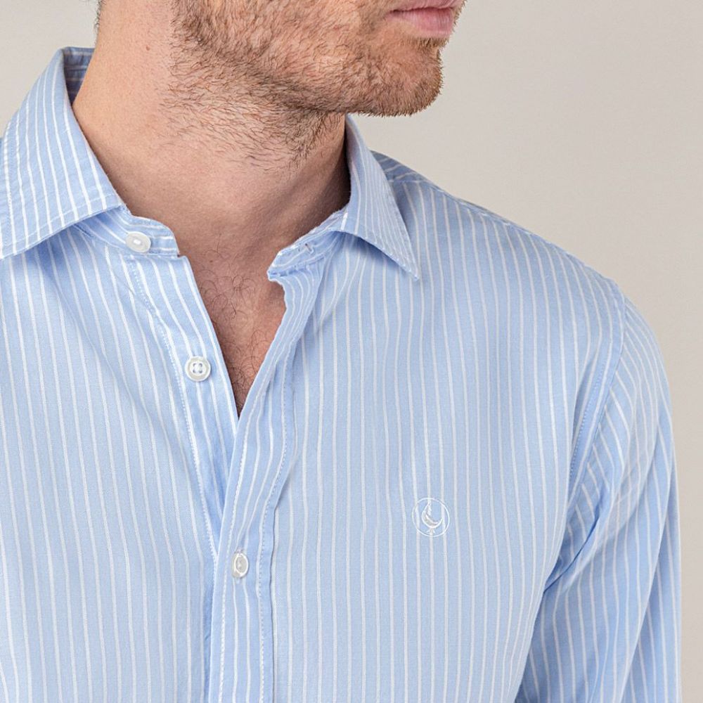 Camisa Pin Point Raya Butcher Oxford Celeste