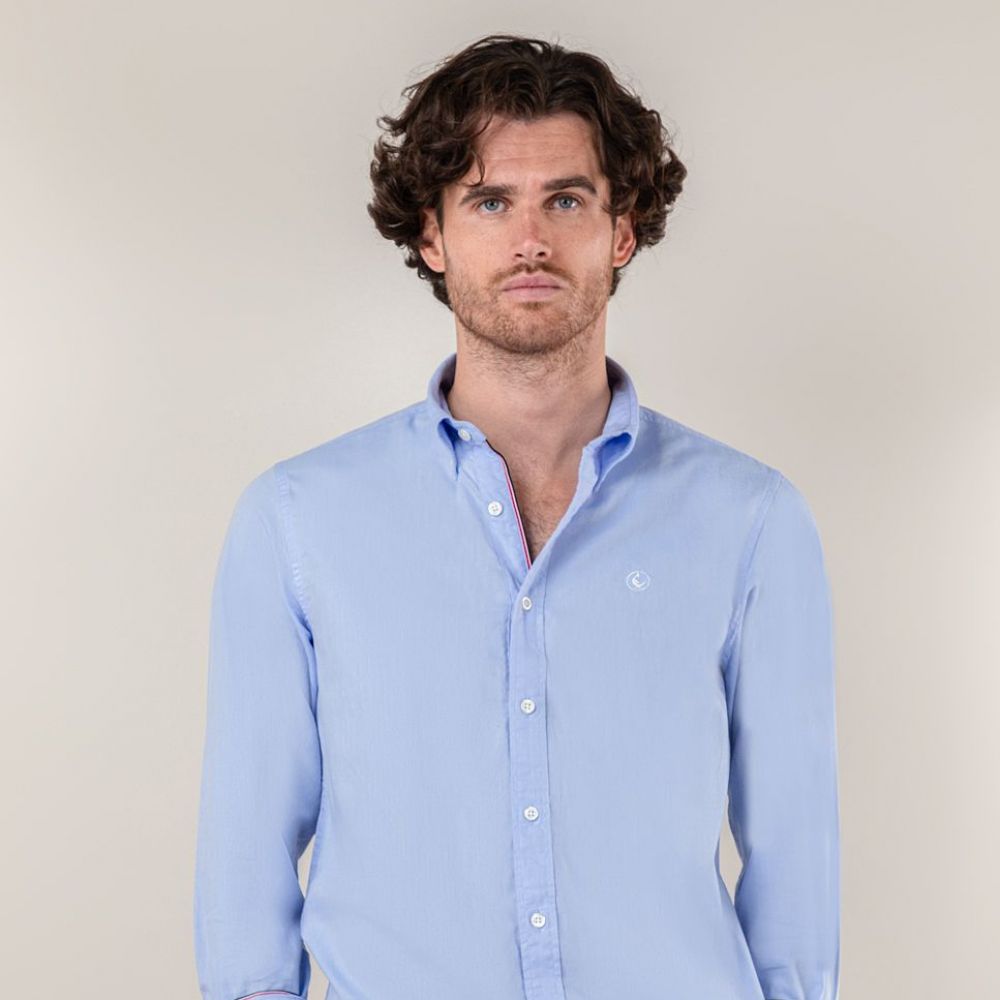 Camisa Pin Point Oxford Celeste