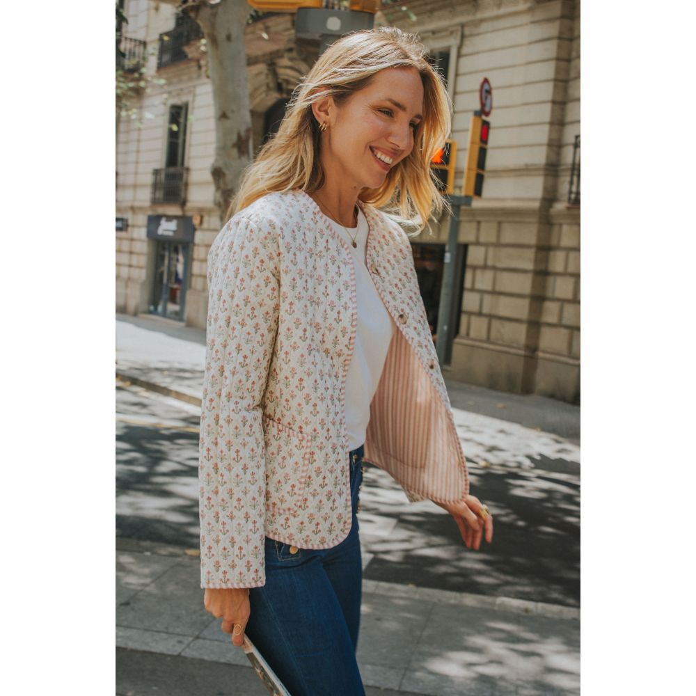 Chaqueta Bea Flores Rosa
