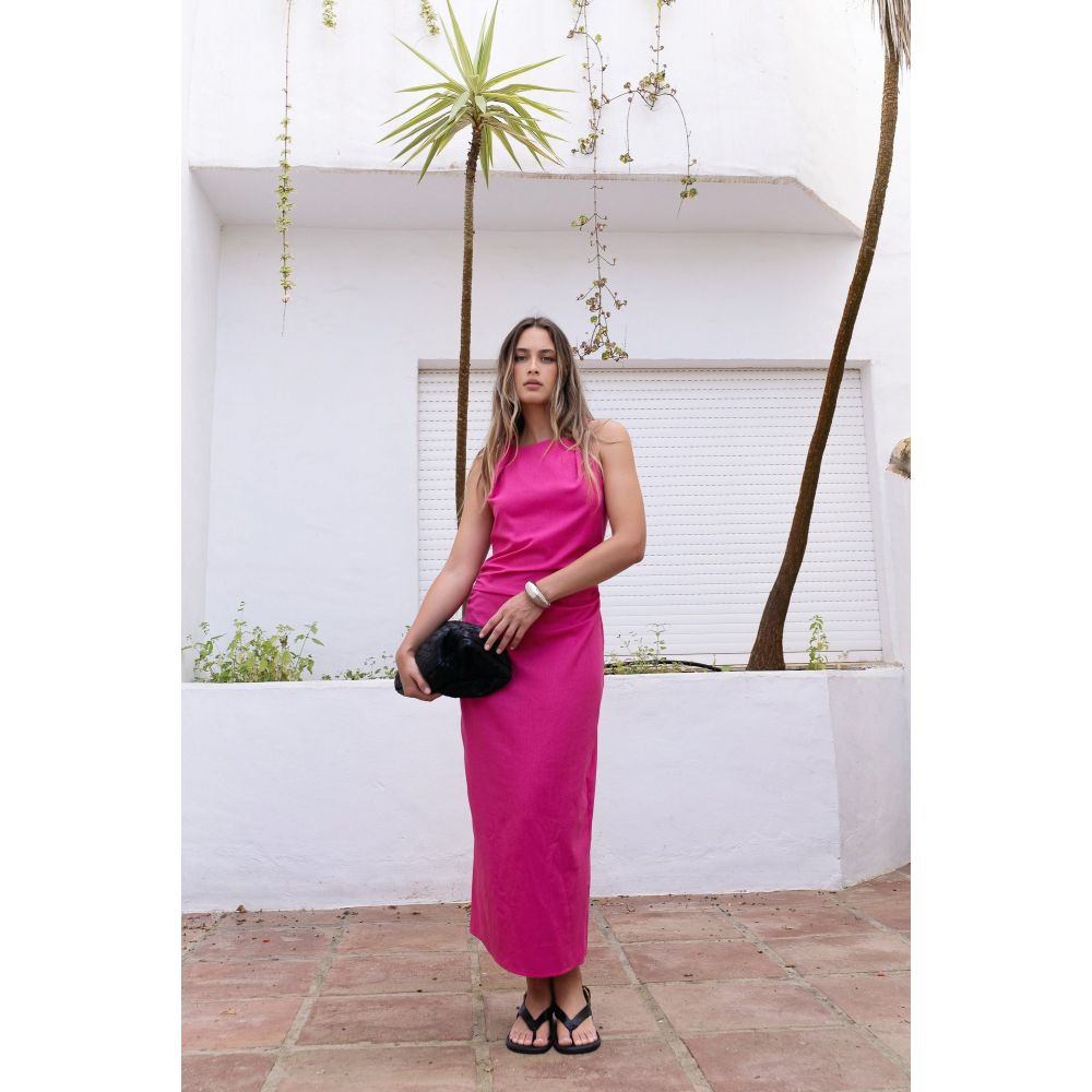 Vestido Lino Rosa