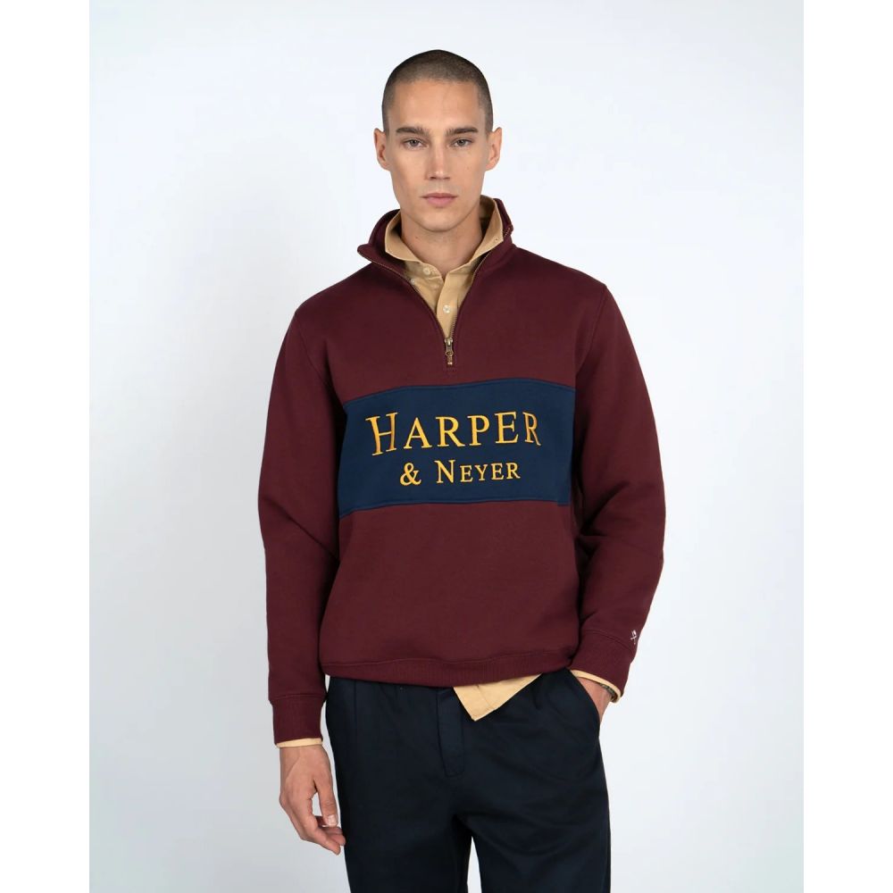 Sudadera Half Zipper Burdeos