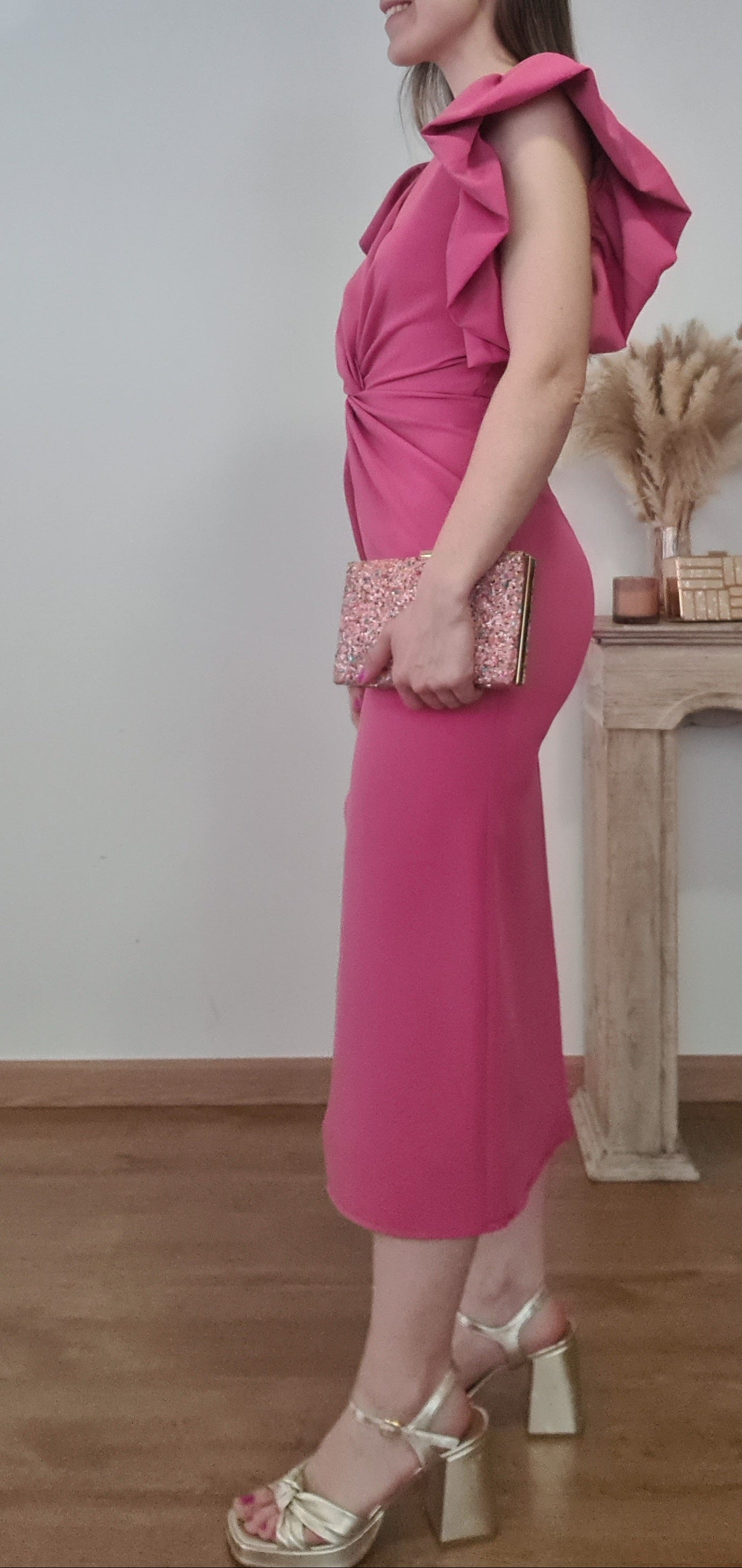 Vestido Nudo Manga Volante