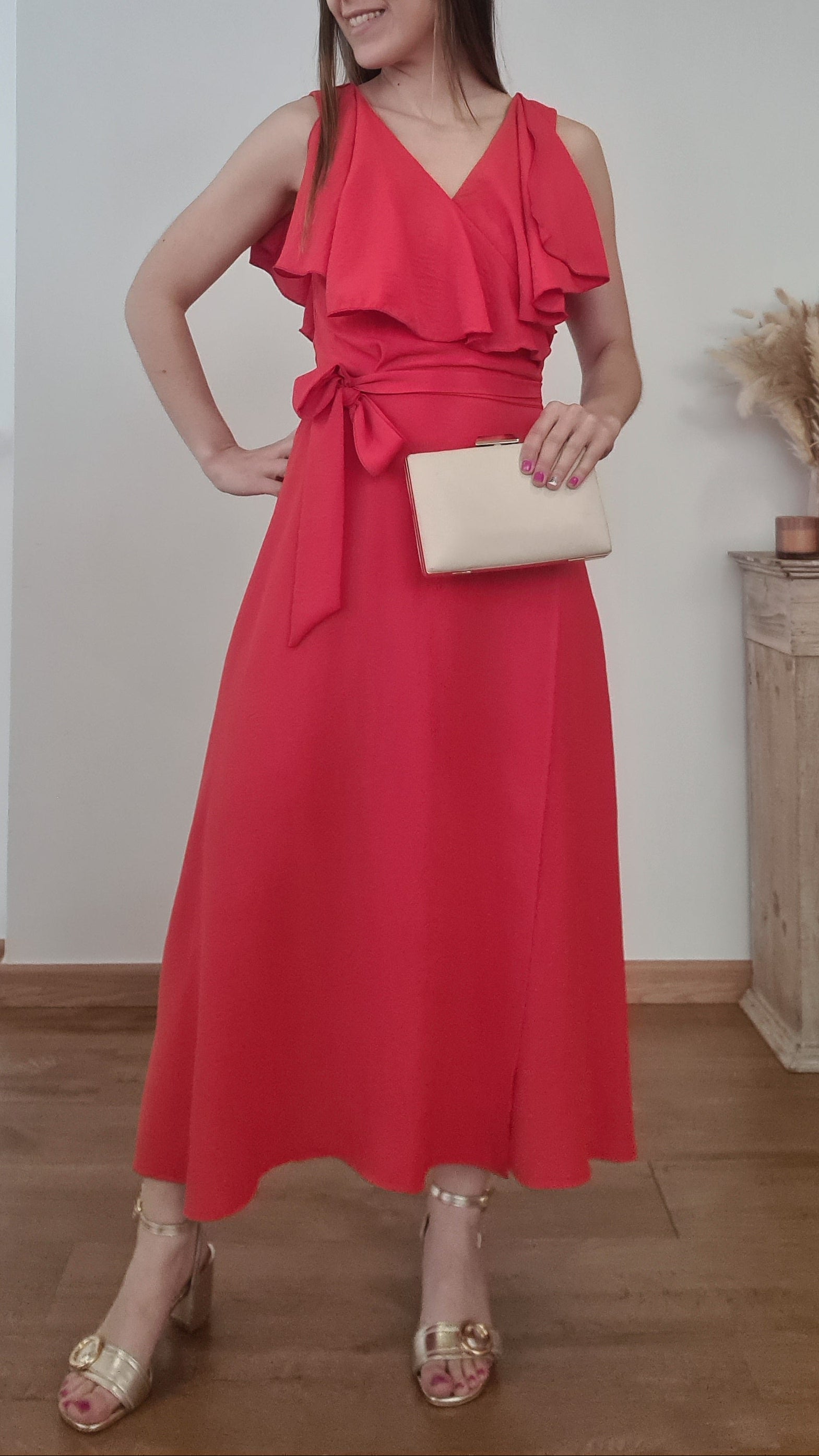 Vestido Volantes Coral