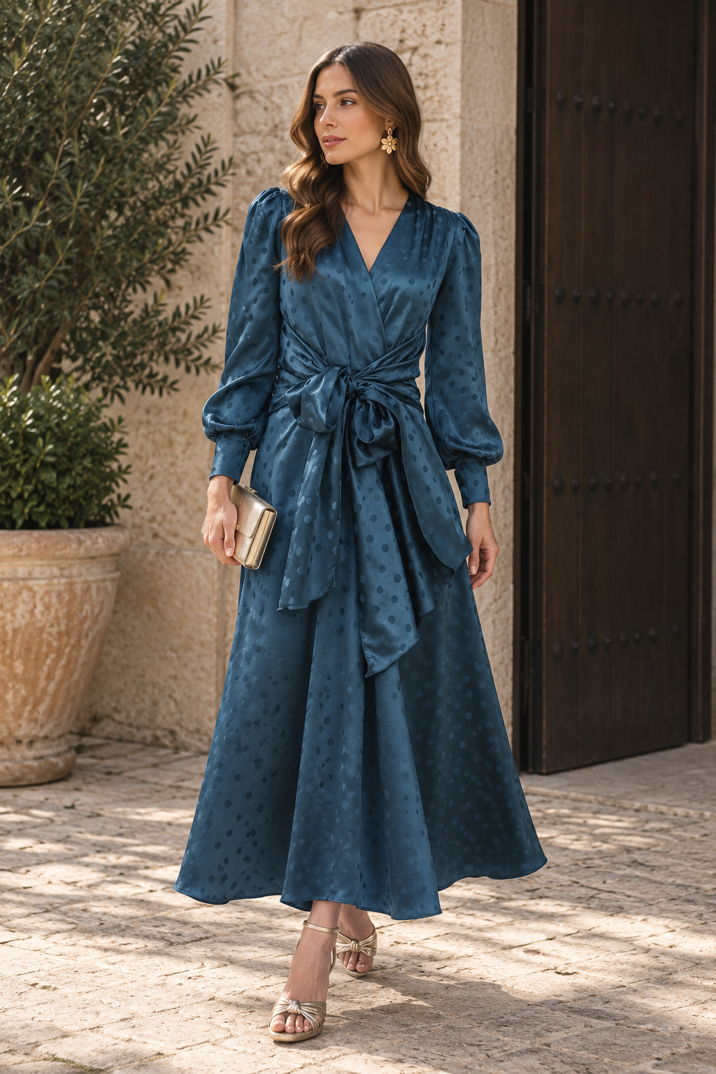 Vestido Raso Lunares