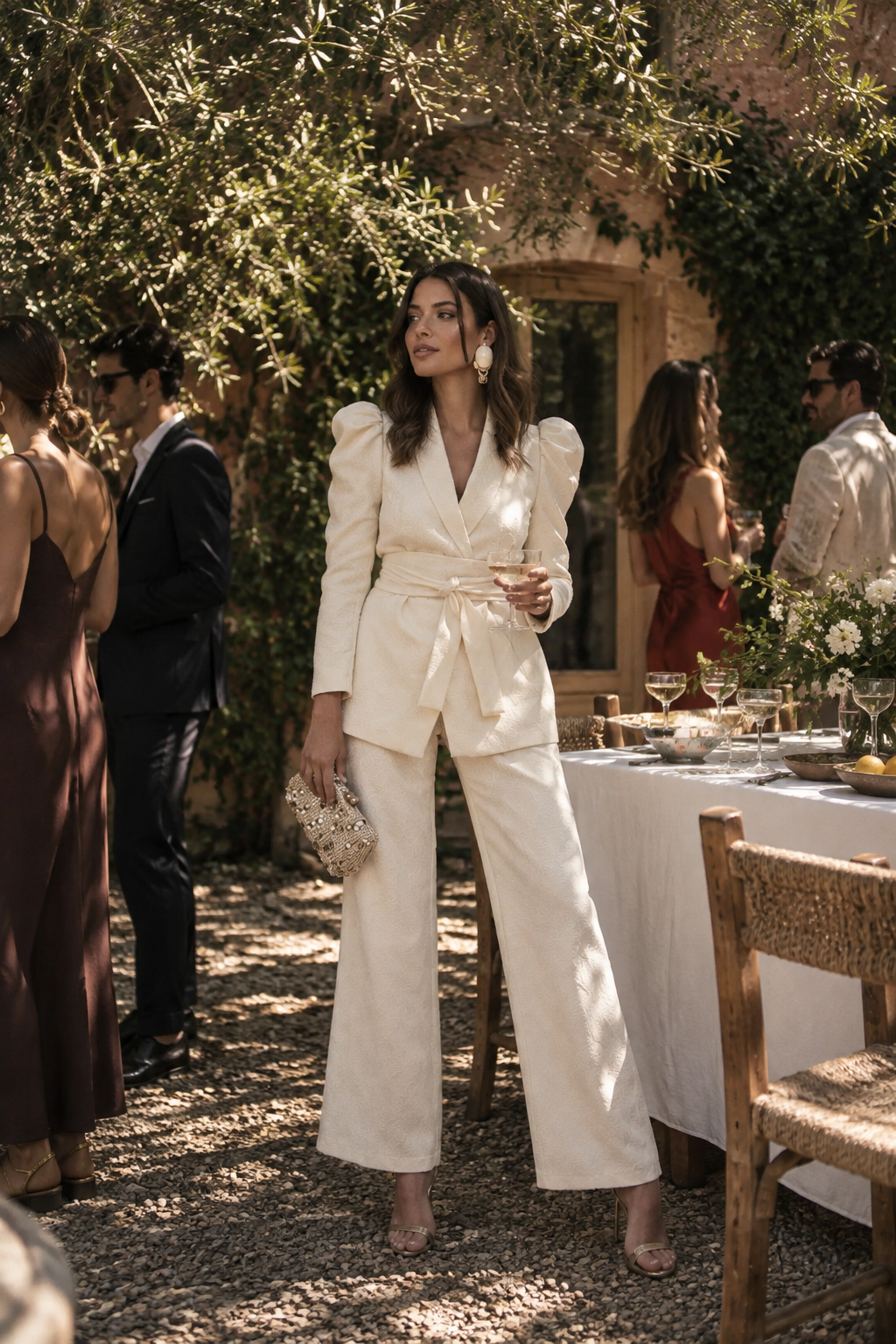 Traje Jacquard Crudo