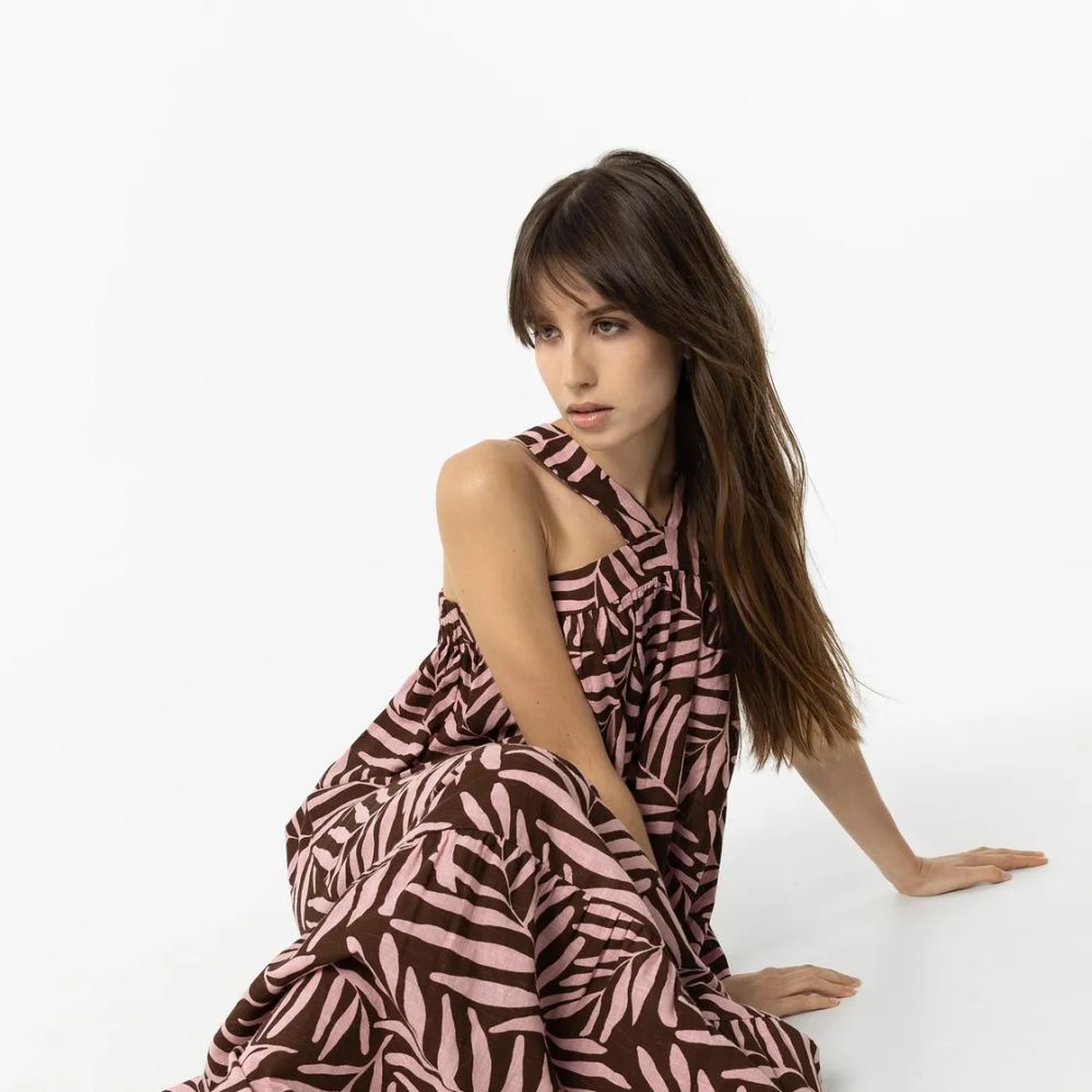 Vestido marrón y rosa River