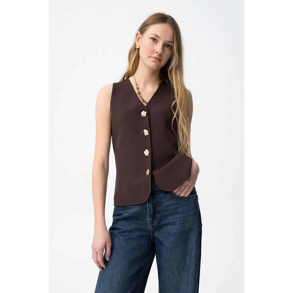 Chaleco Marron Fleur